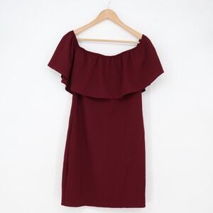 Ruby & Lace Dress Women's XL Burgundy Ruffle Off Shoulder Excellent